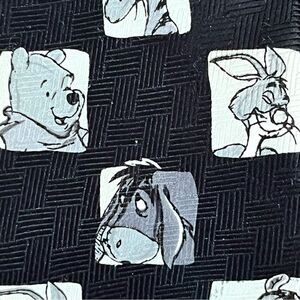 Vintage Disney Neck Tie Winnie the Pooh Black and Gray Neutral Classic Statement